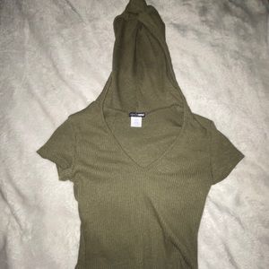Olive green short sleeve crop top